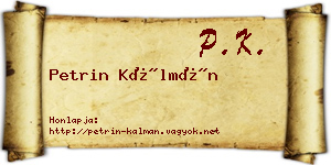 Petrin Kálmán névjegykártya